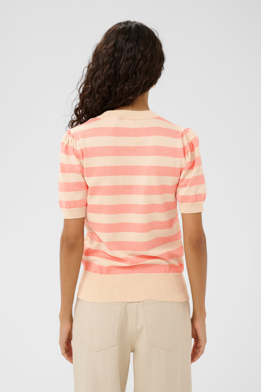 Saint Tropez Mila Block Stripe Short Sleeve Knit - Blooming Ivory