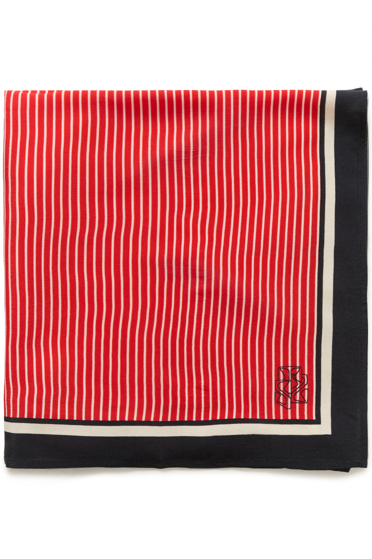 Priscilla Scarf – Poppy Seedpearl Stripe