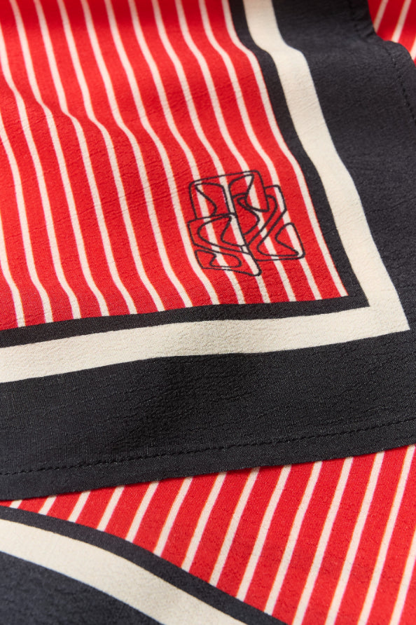 Priscilla Scarf – Poppy Seedpearl Stripe
