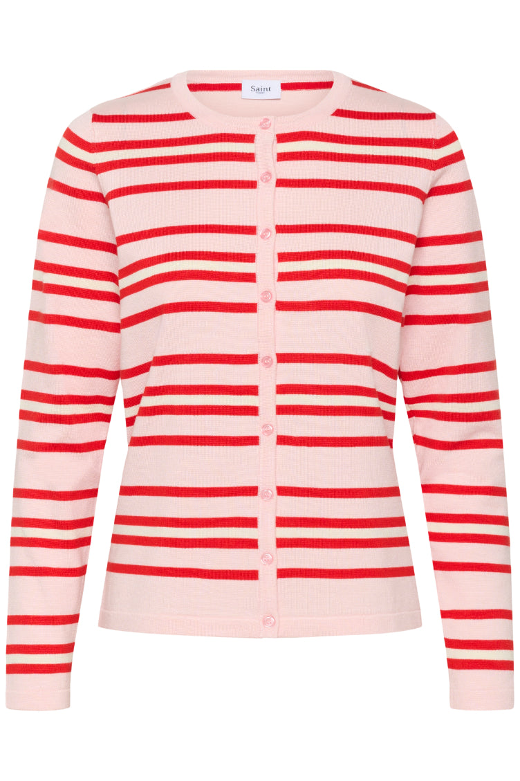 Pila Cardigan – Chalk Pink Red Multi Stripe