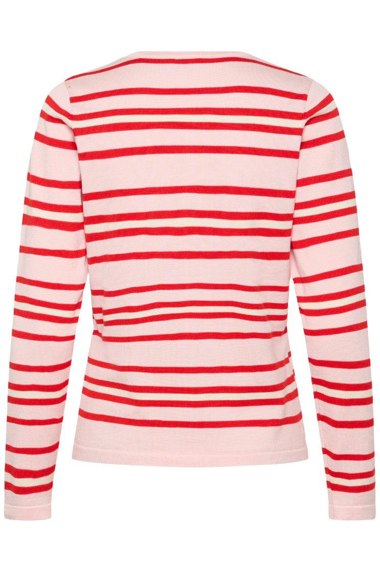 Pila Cardigan – Chalk Pink Red Multi Stripe