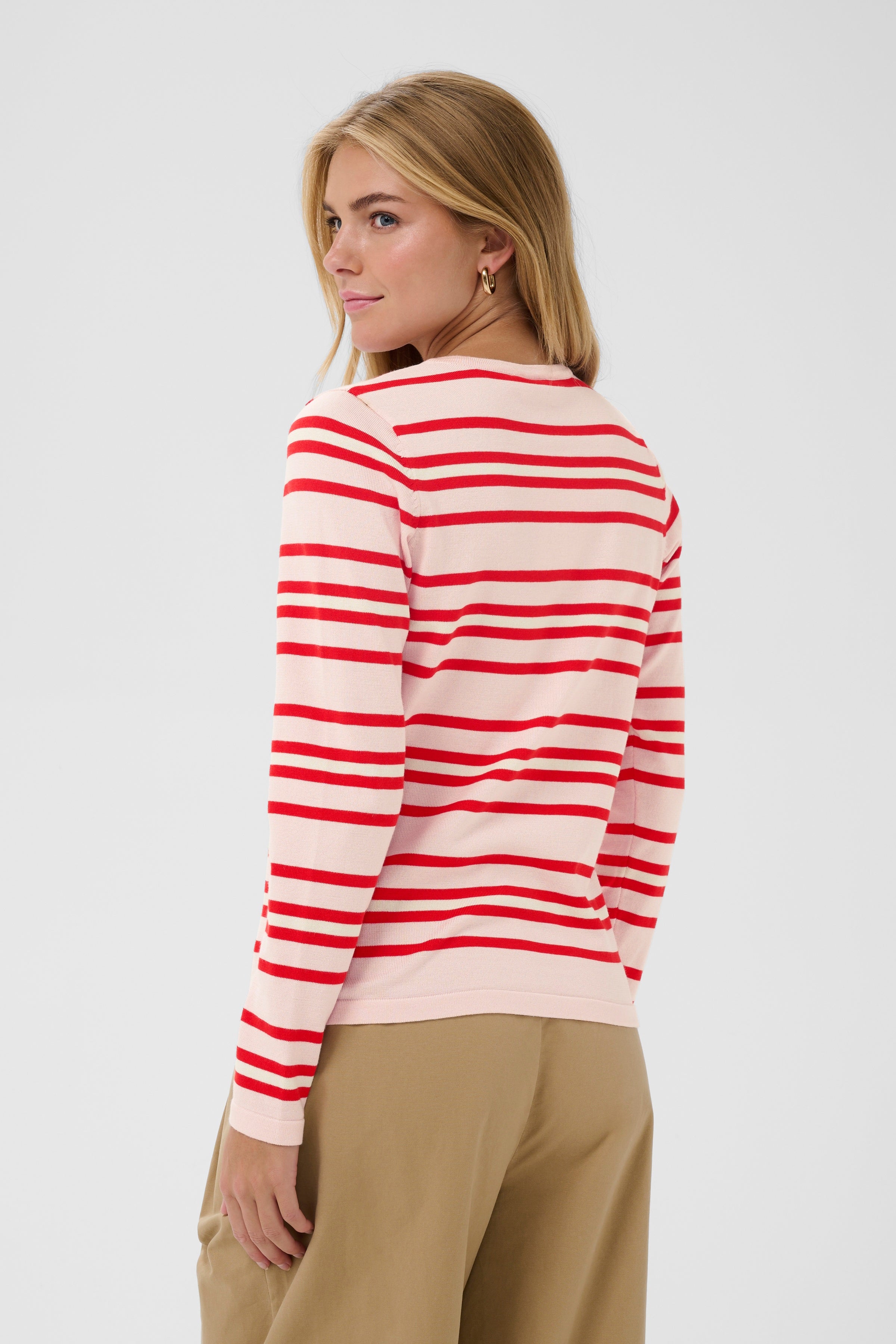Pila Cardigan – Chalk Pink Red Multi Stripe
