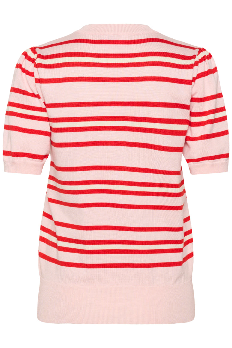Pila Short Sleeve Pullover – Chalk Pink Red Multi Stripe