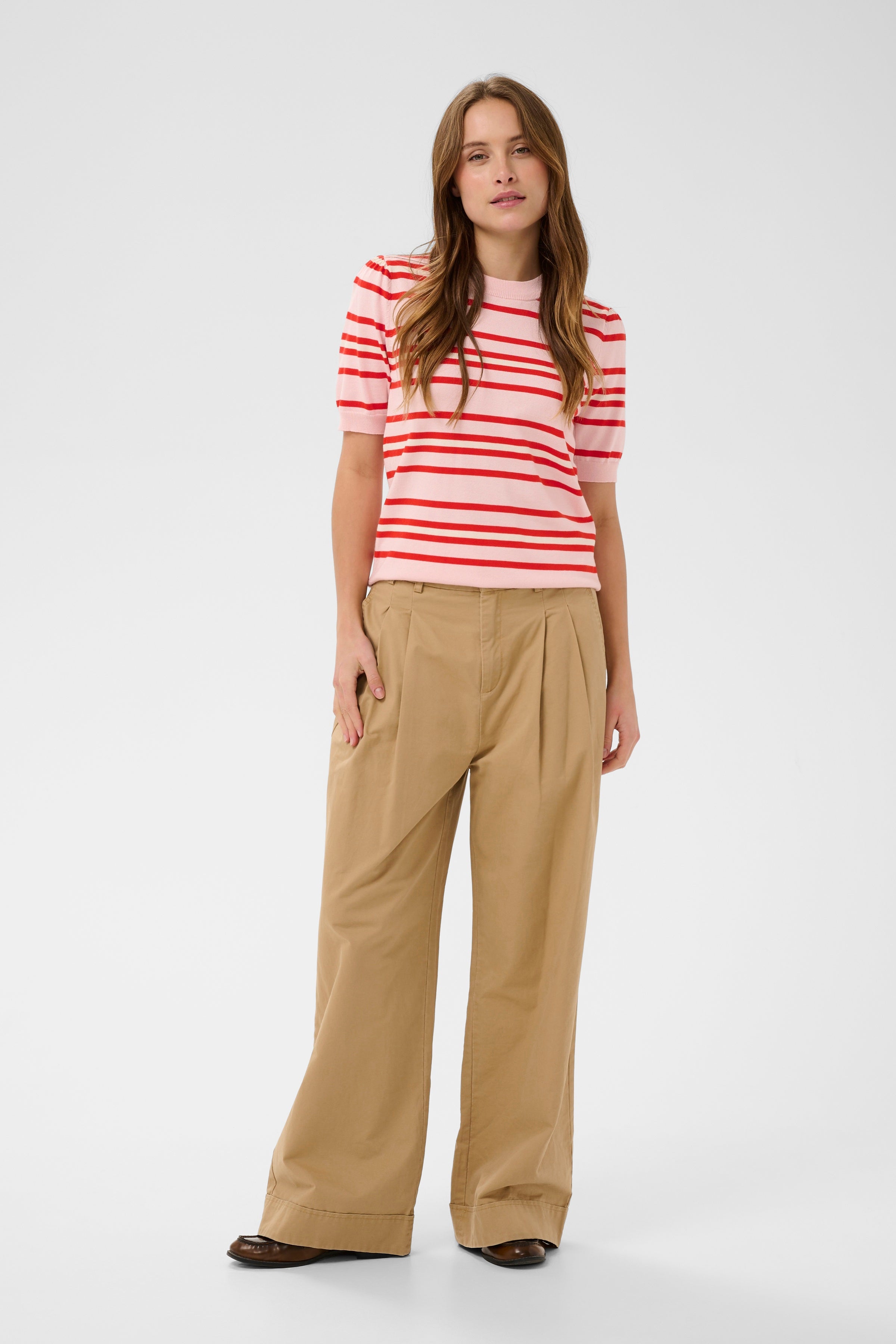 Pila Short Sleeve Pullover – Chalk Pink Red Multi Stripe