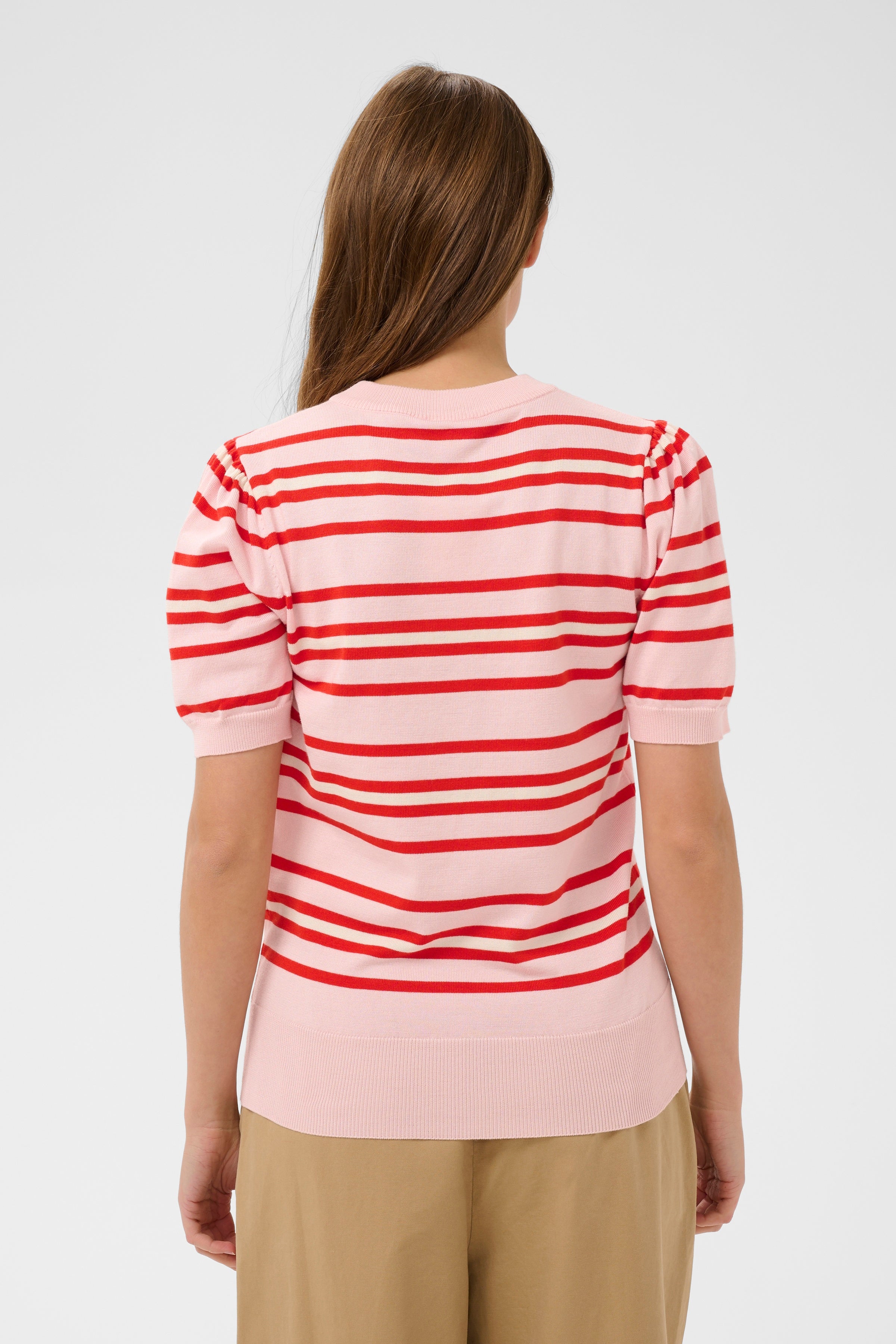 Pila Short Sleeve Pullover – Chalk Pink Red Multi Stripe