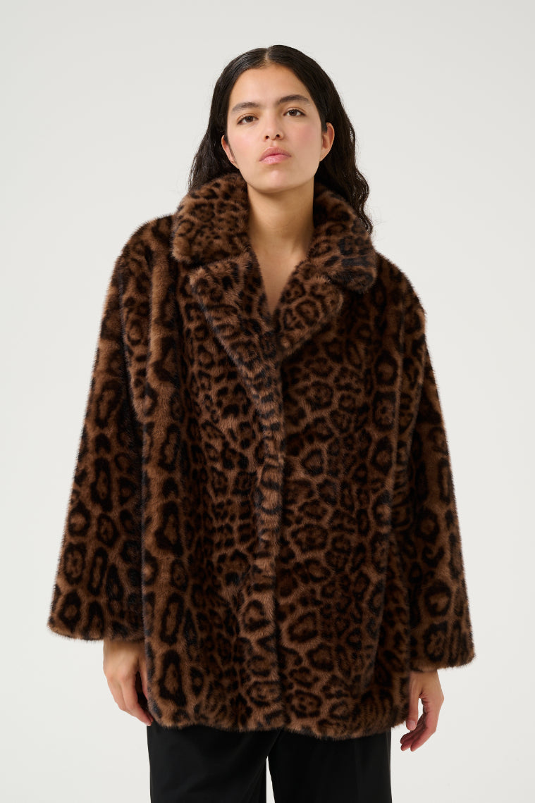 Tira Fur Jacket - Brown Leopard