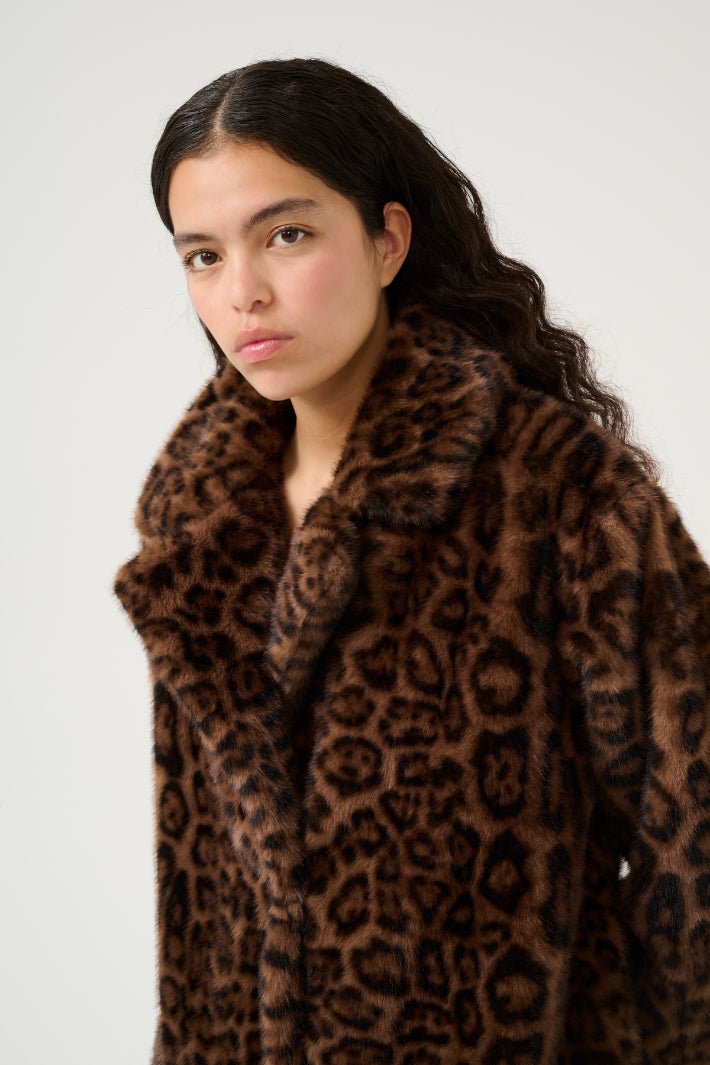 Tira Fur Jacket - Brown Leopard