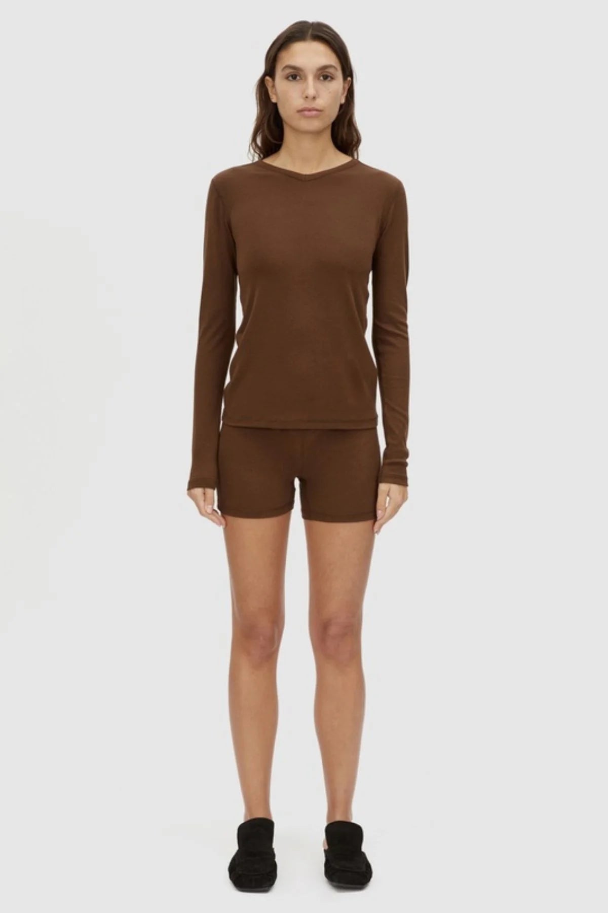 Amara Long Sleeve Tee - Chocolate