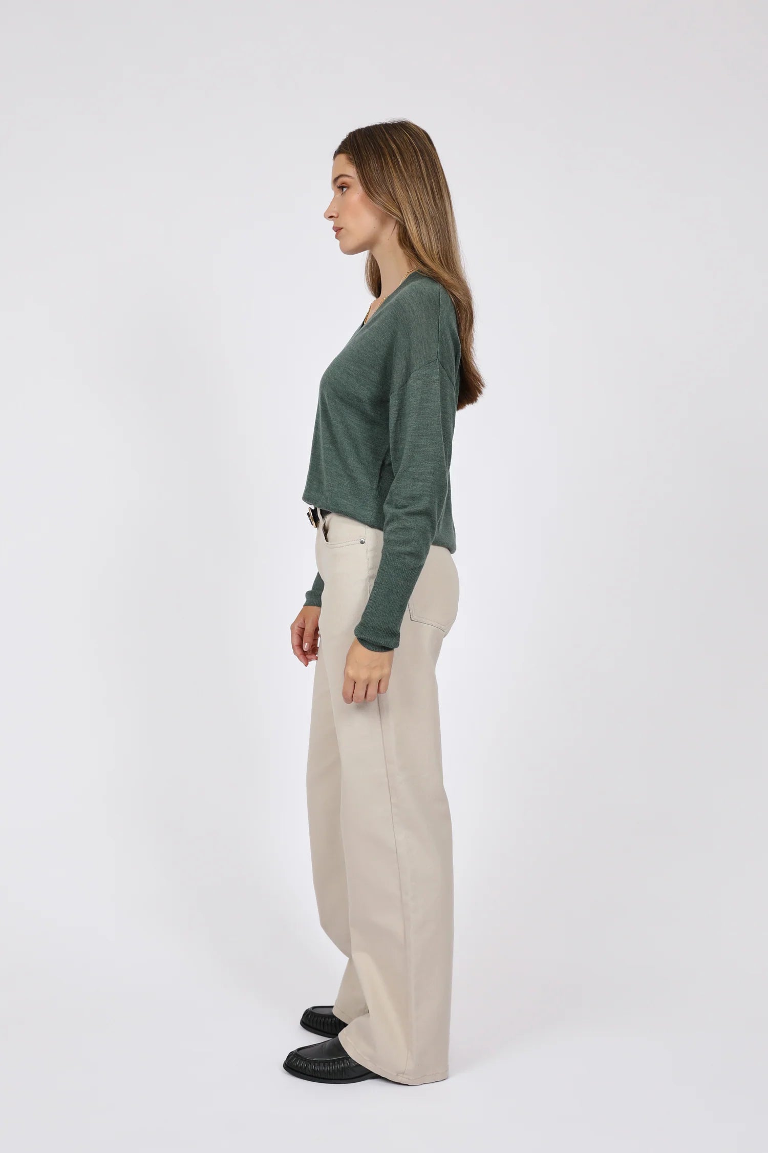 Alto Merino Wide V Neck - Forest