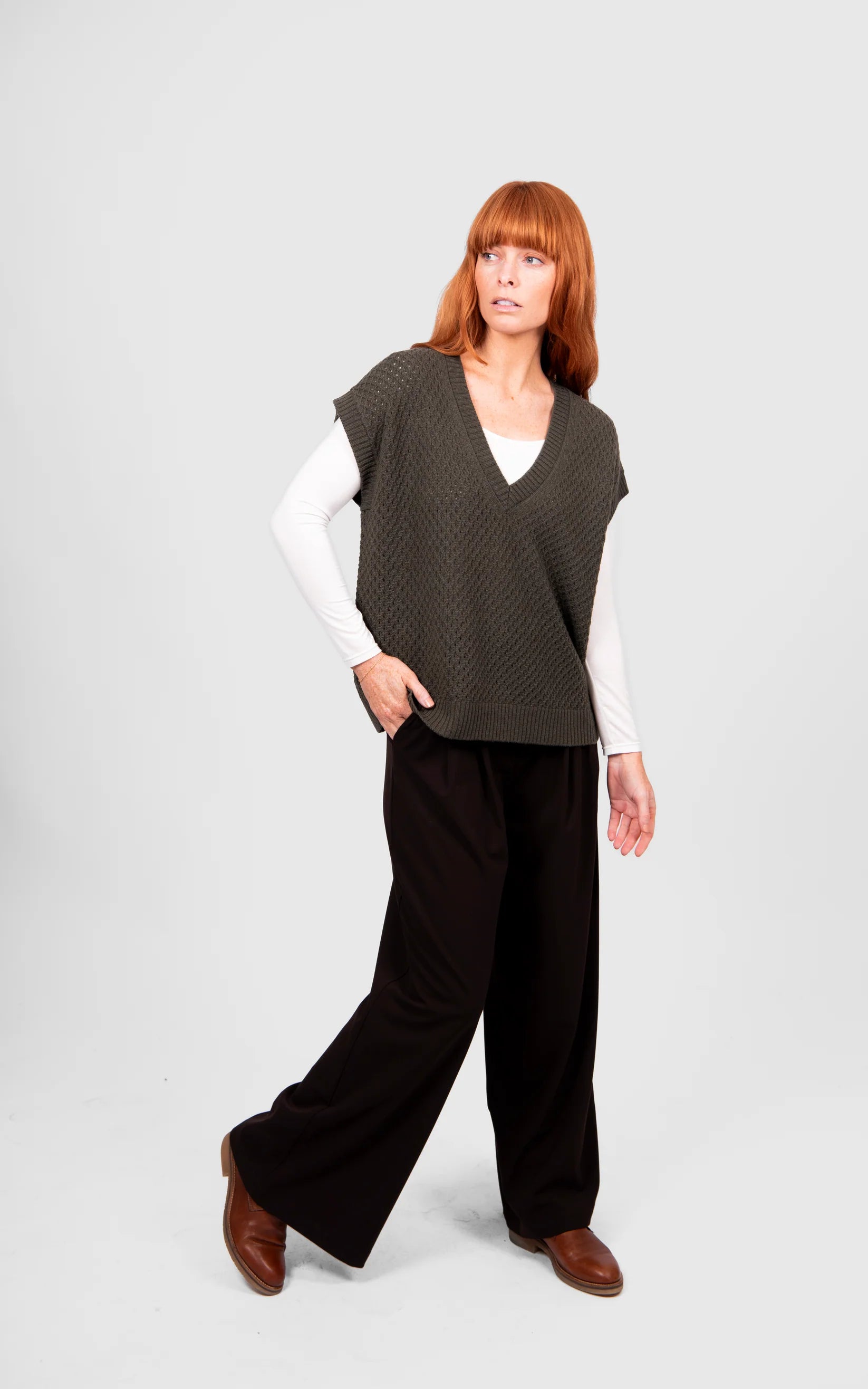 Bridge & Lord Cable Pointelle V-Neck Vest