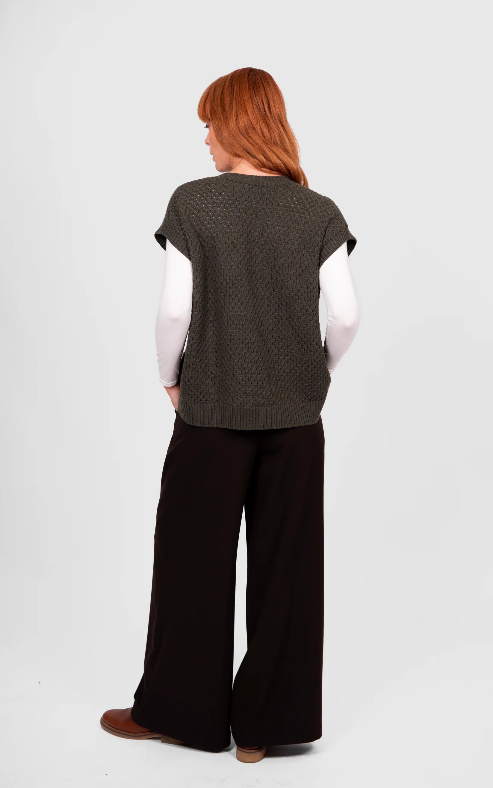 Bridge & Lord Cable Pointelle V-Neck Vest