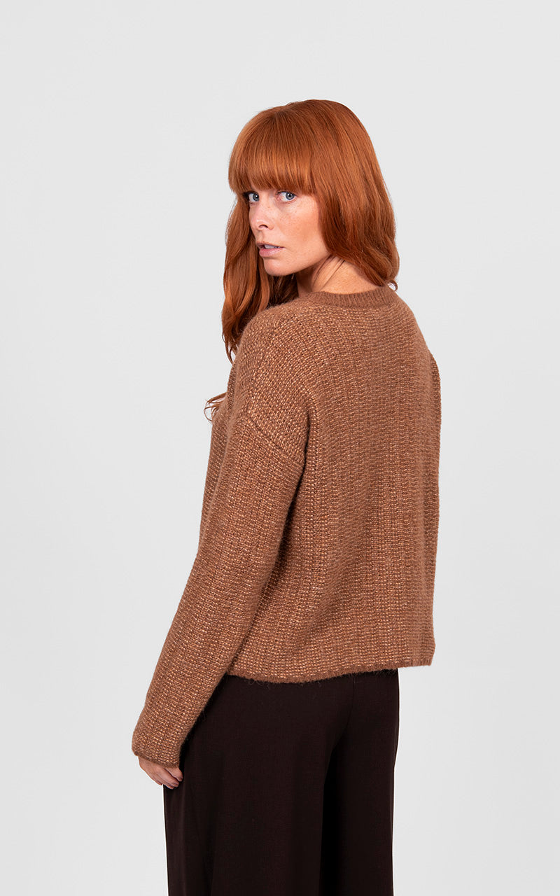 Links Stripe Cardi - Cognac