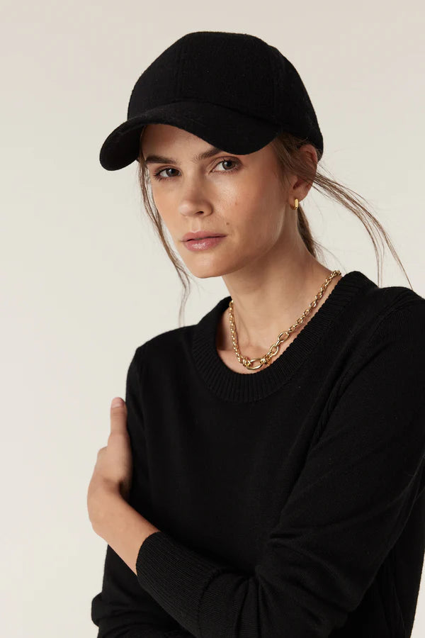 Wool Cashmere Cap - Black