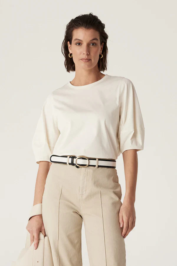 Pima Lantern Sleeve Top - Cream