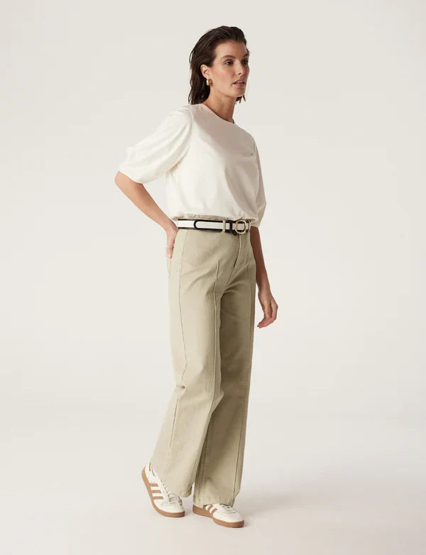 Pima Lantern Sleeve Top - Cream