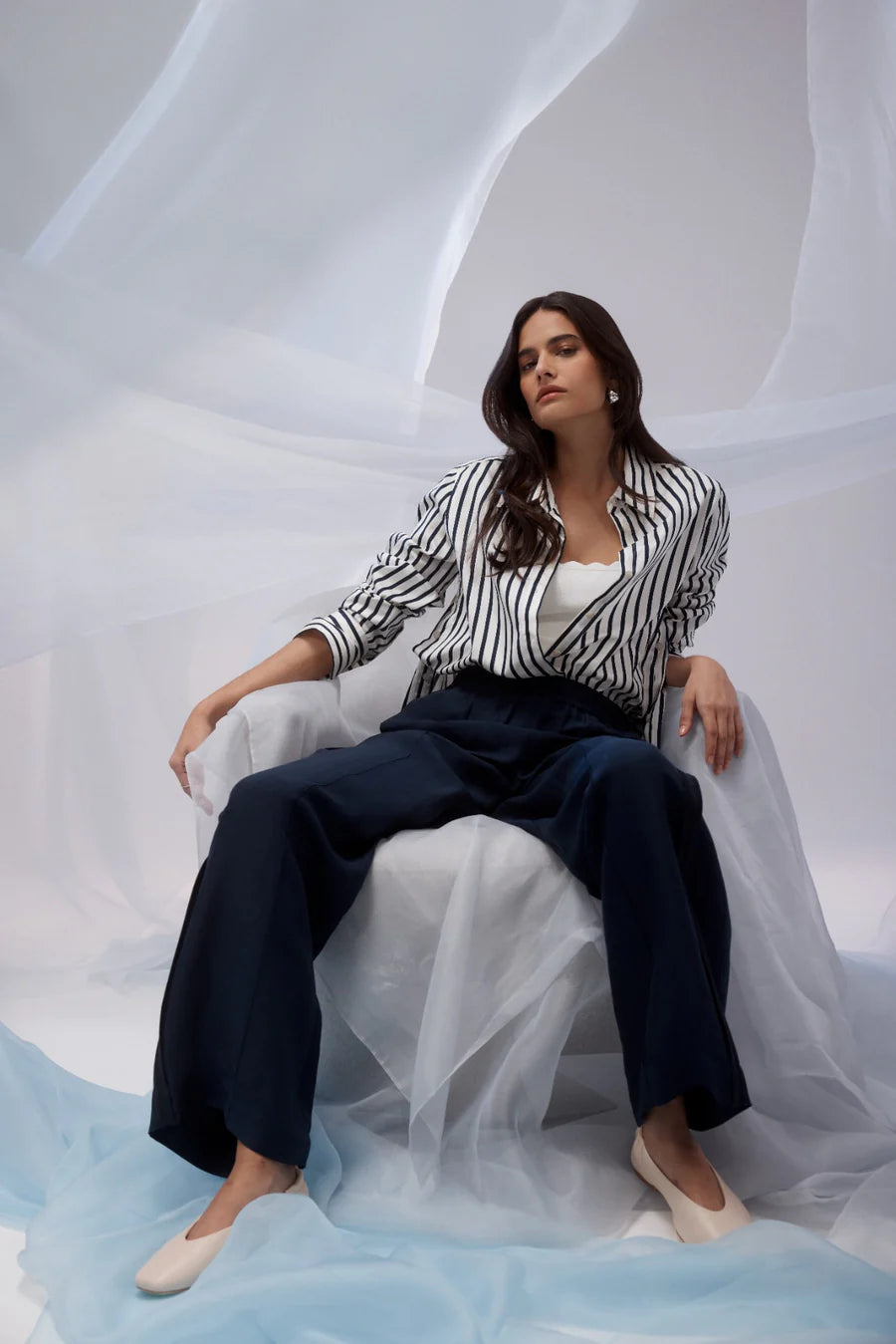 Lina Stripe Shirt - Navy Stripe