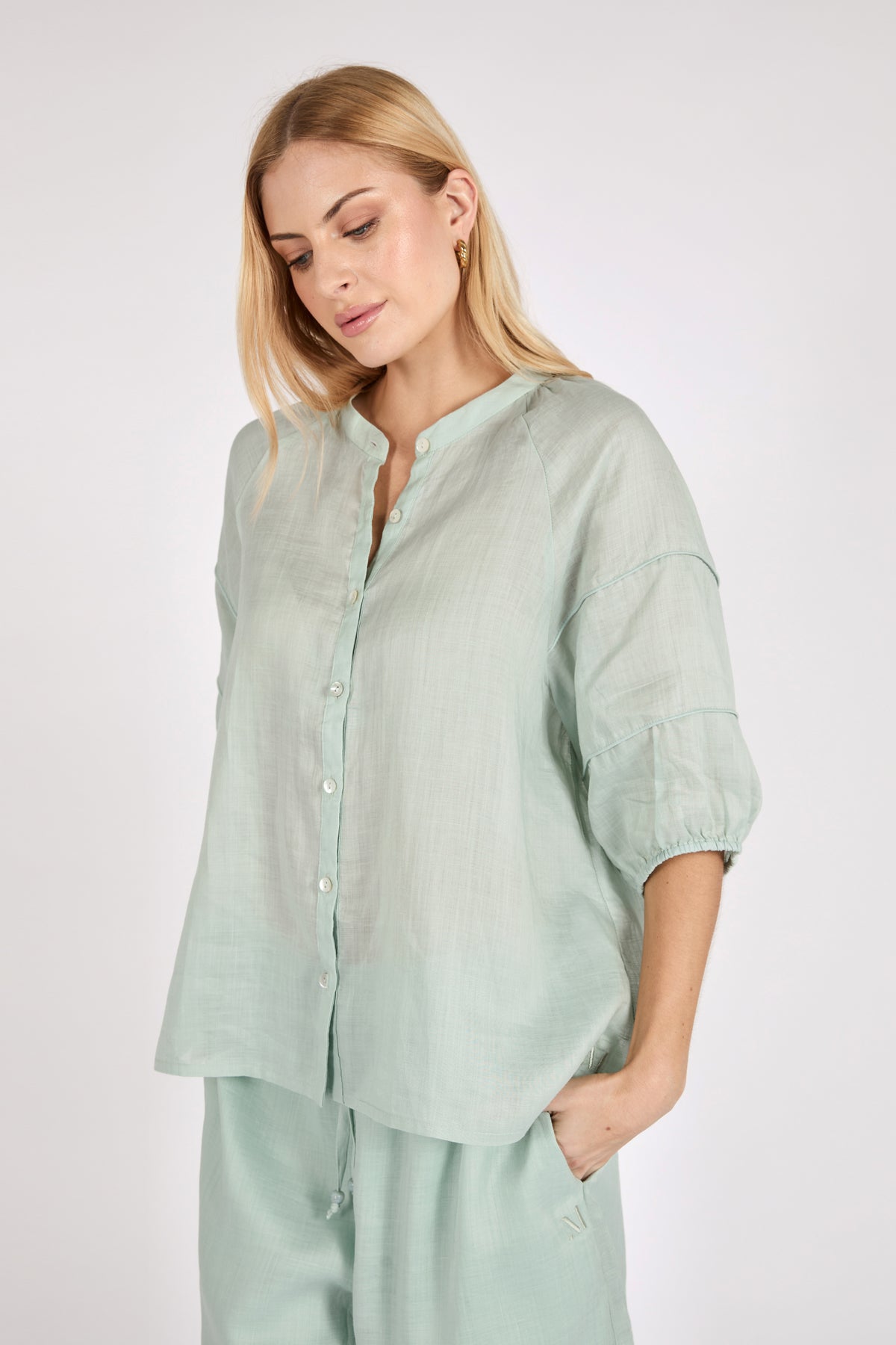 Marlow Cabana Blouse - Mint