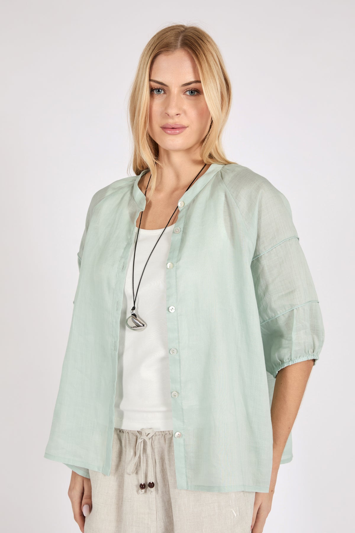 Marlow Cabana Blouse - Mint