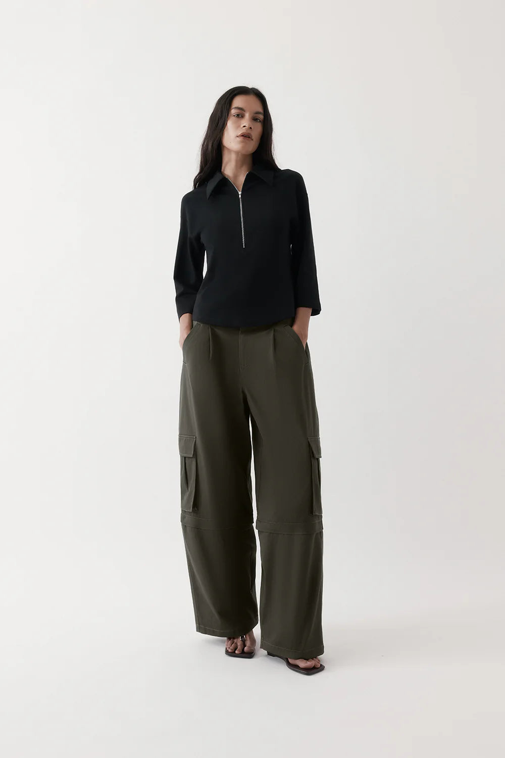 Zip Front Top - Black