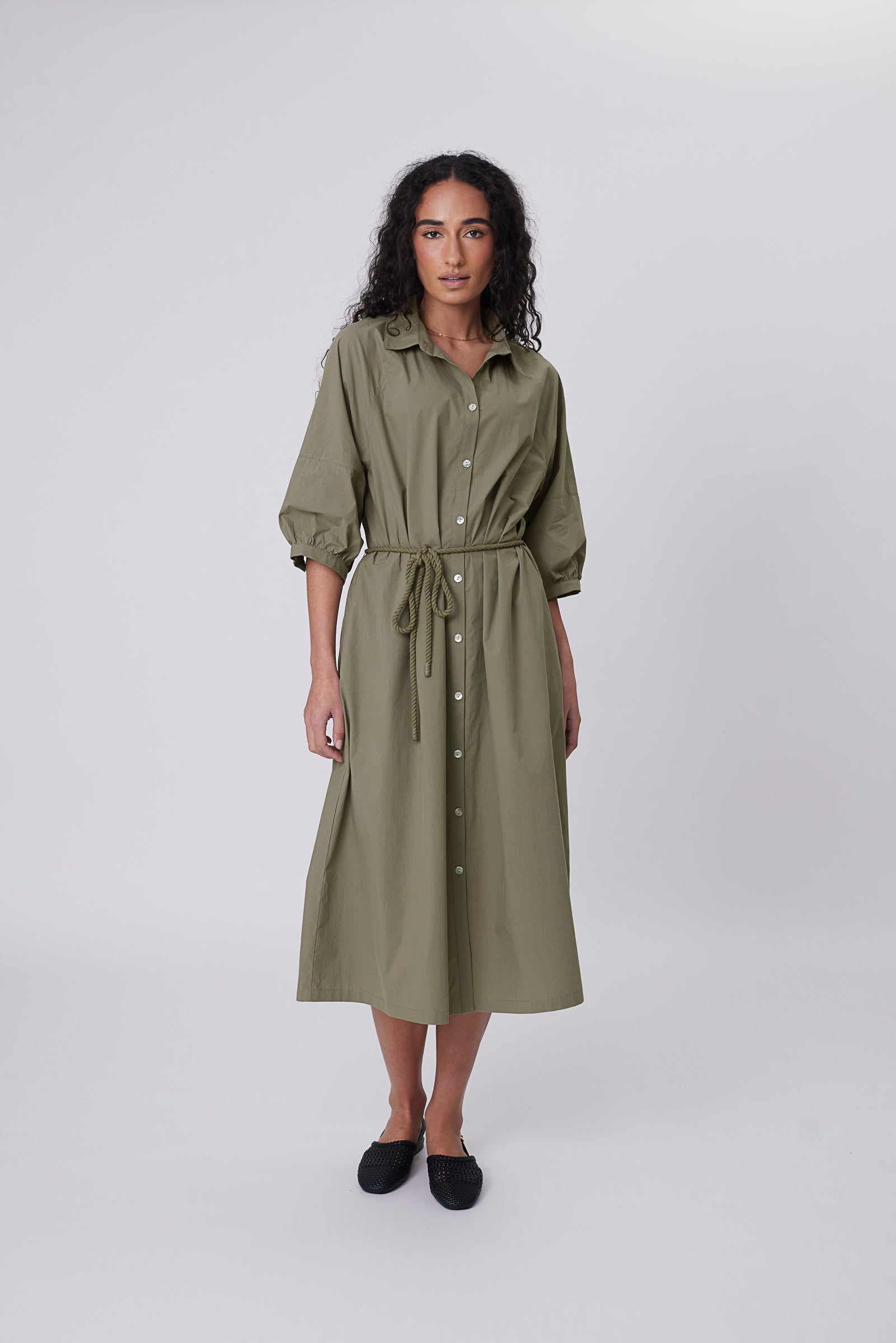 Cascade Shirt Dress - Laurel
