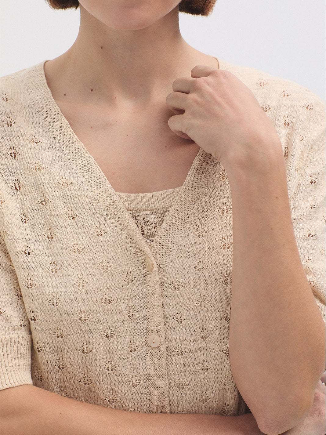 Openwork Cardigan - Mid Stone