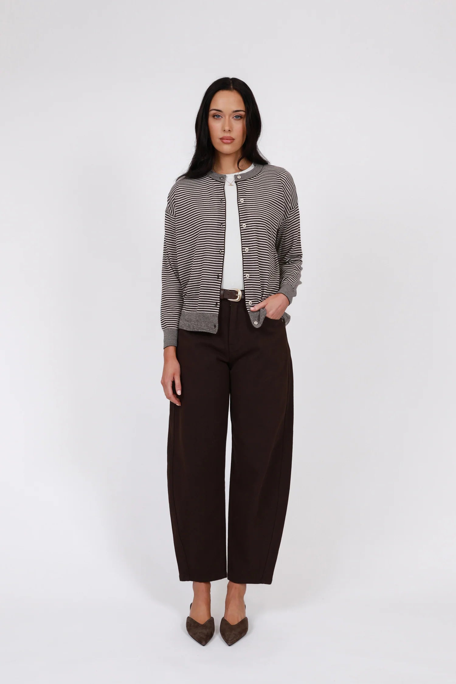 Marlow Collage Merino Cardigan - Java Stripe
