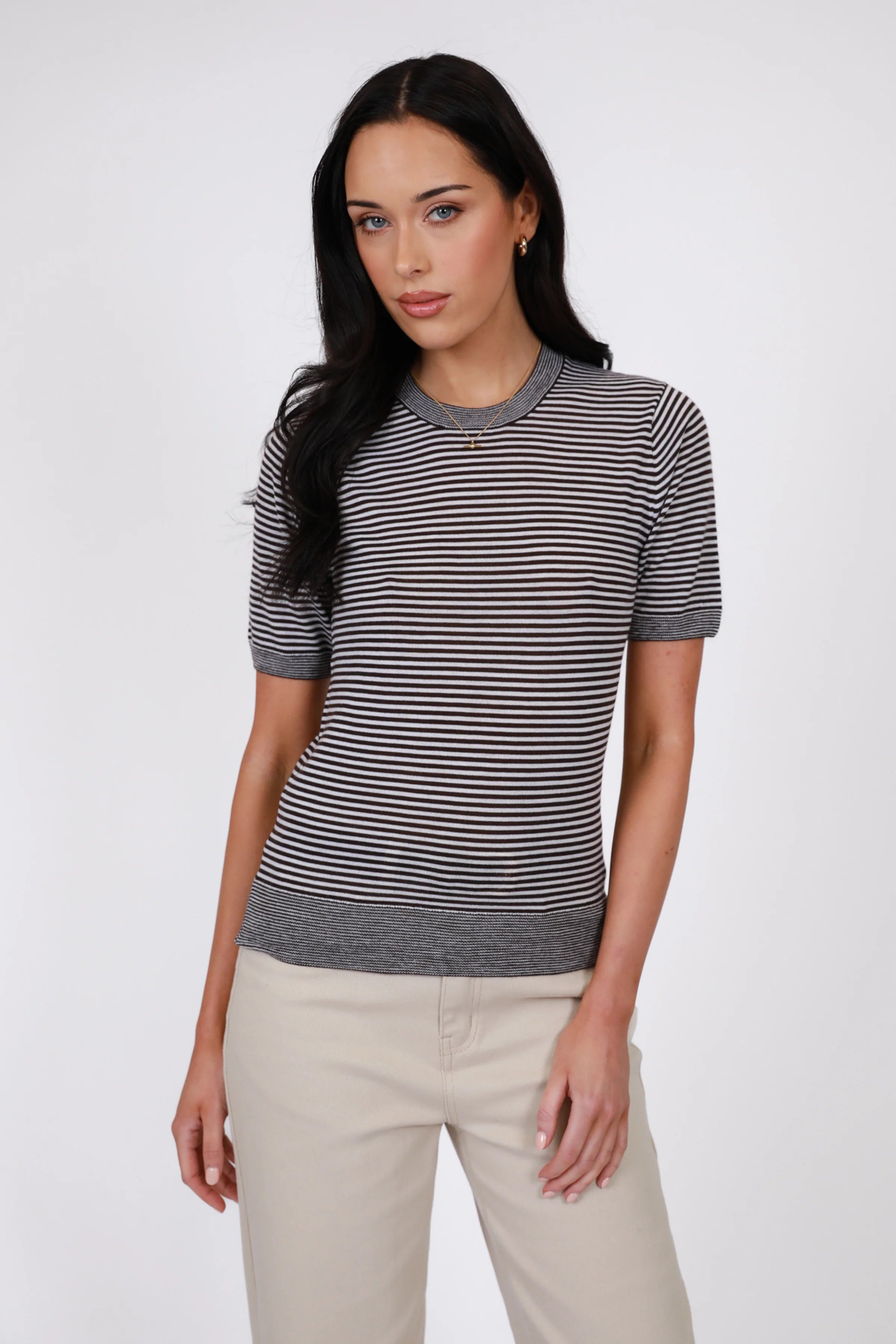 Marlow Collage Knit Tee - Java Stripe