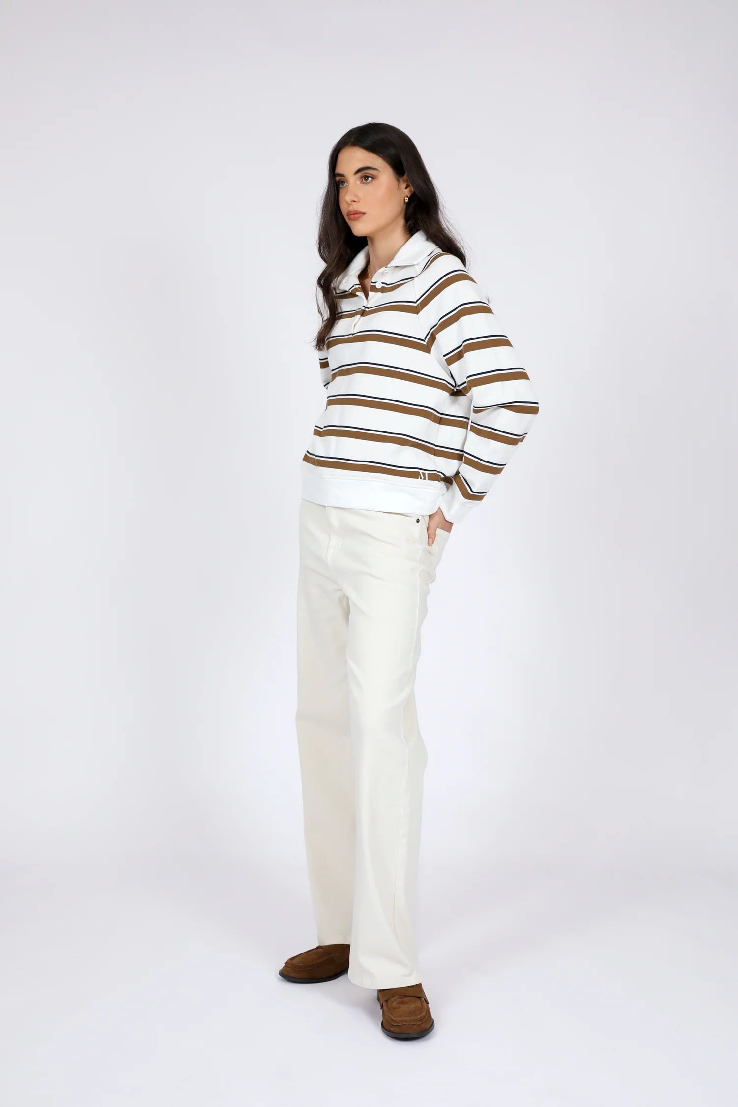 Compass Polo Jersey - Ink/ Java Stripe