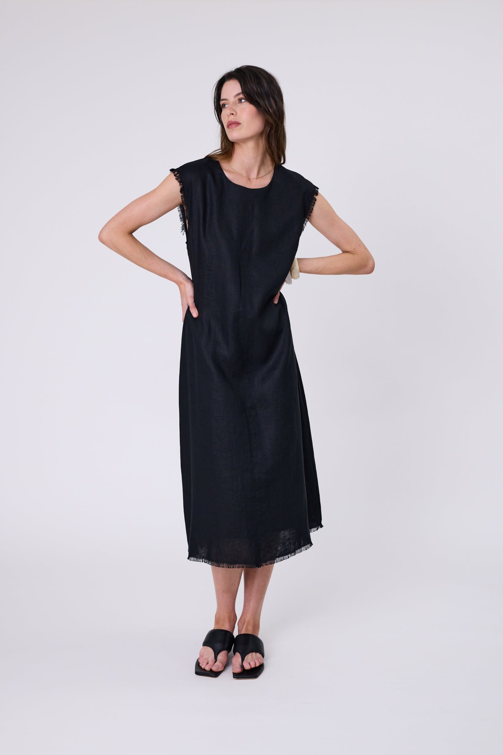Costa Linen Dress - Black