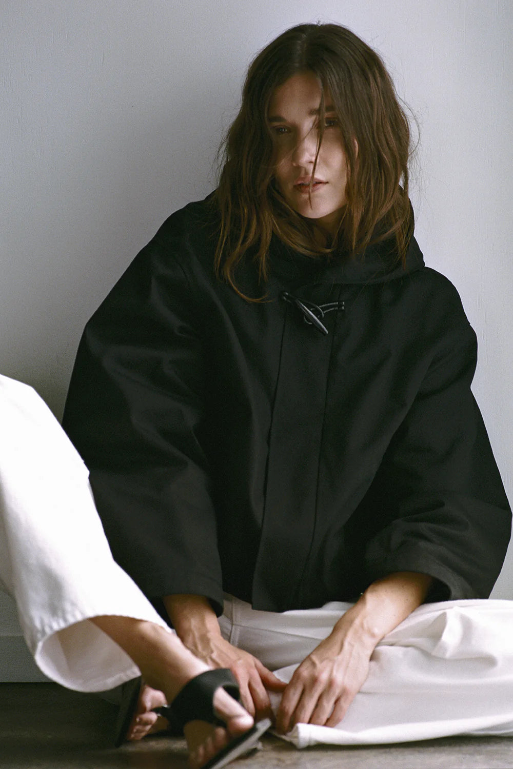Cropped Cotton Drill Jacket - Black