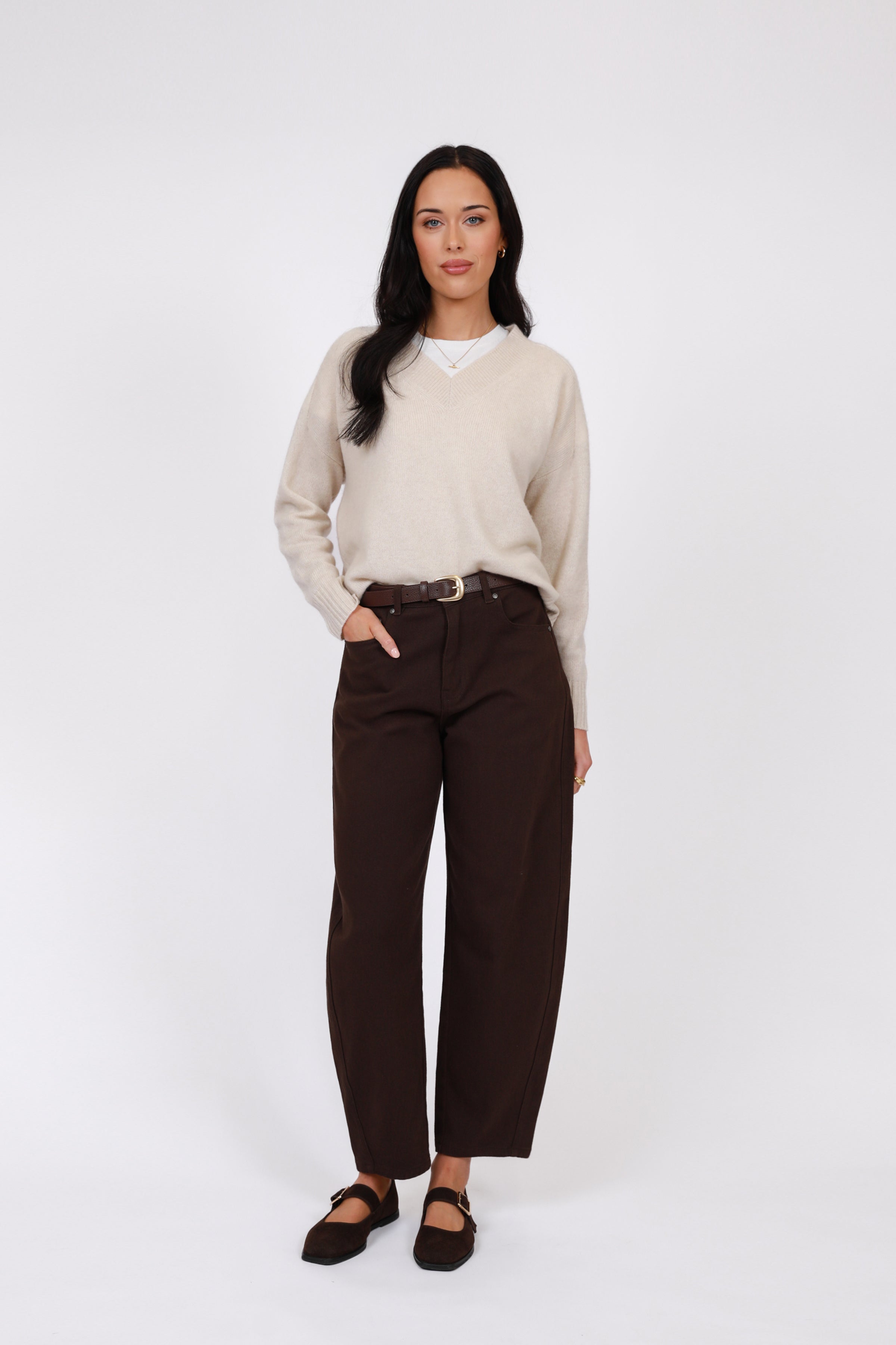 Marlow Curve Barrel Jean Chocolate