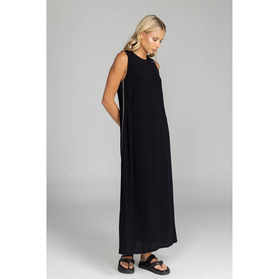 Embraced as One Dress - Black with White Stripe