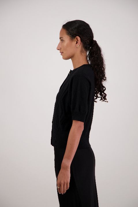 French Black Wool Cardigan