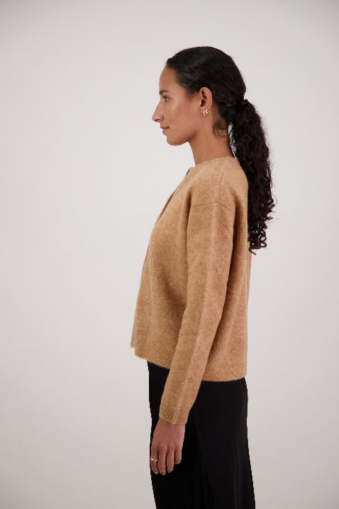 Frenchie Tan Knit Cardigan