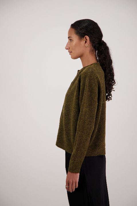 Frenchie Olive Knit Cardigan