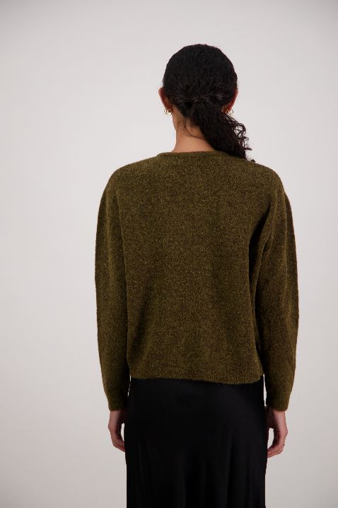Frenchie Olive Knit Cardigan
