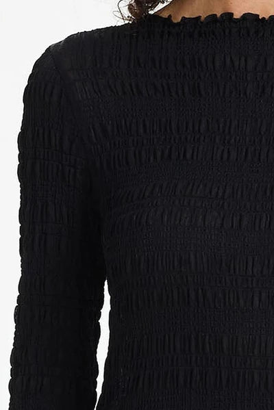 BLAK Gigi Textured Long Sleeve Top - Black