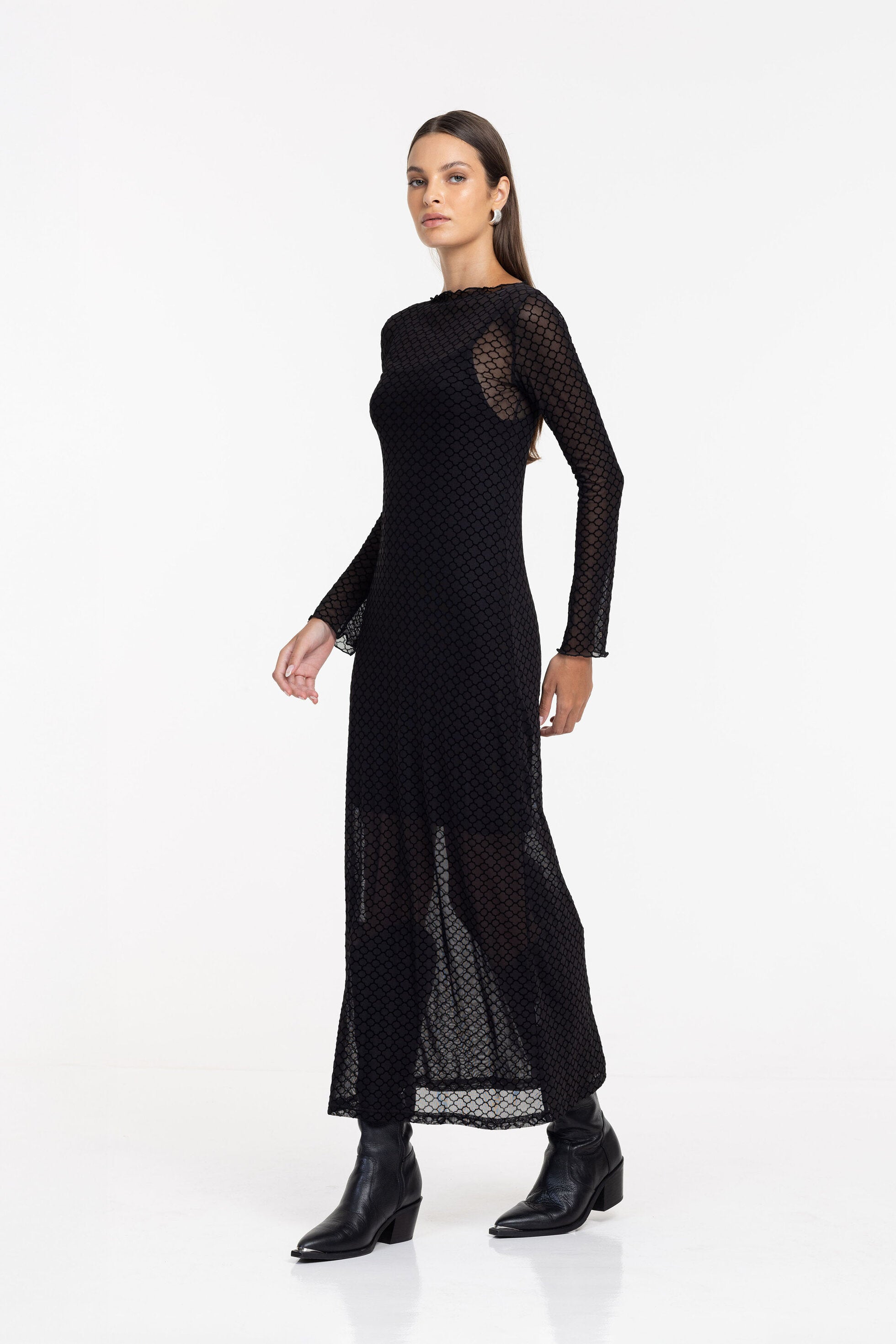 Gigi Dress - Black Quatrefoil