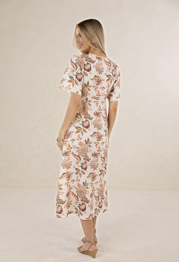 Humidity Bohemian Rose Midi Dress - Bohemian Print