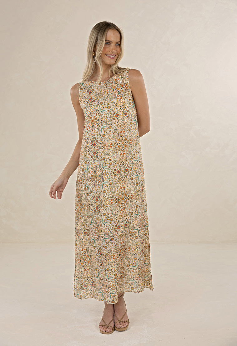 Humidity Mari Maxi Dress - Almond Print