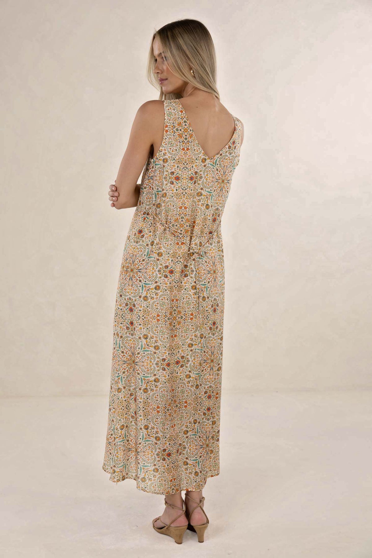 Humidity Mari Maxi Dress - Almond Print