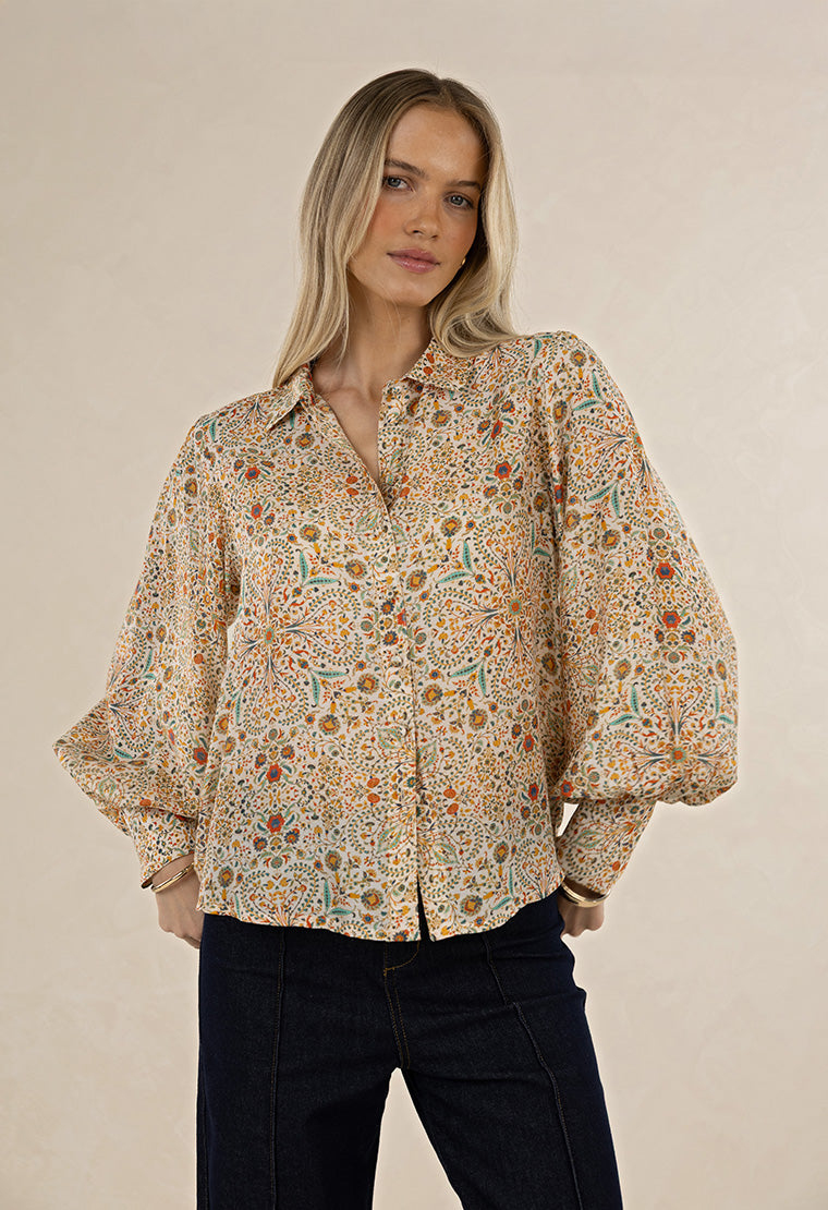 Humidity Ayla Blouse - Almond Print