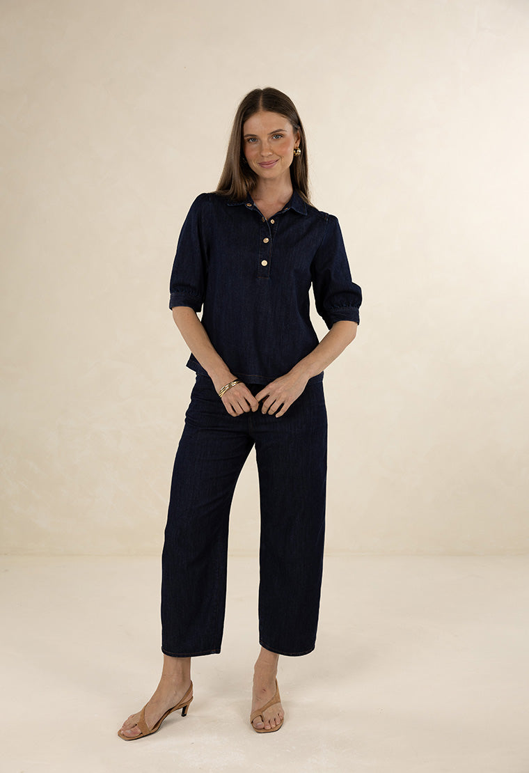Humidity Ivy Denim Shirt - Dark Blue