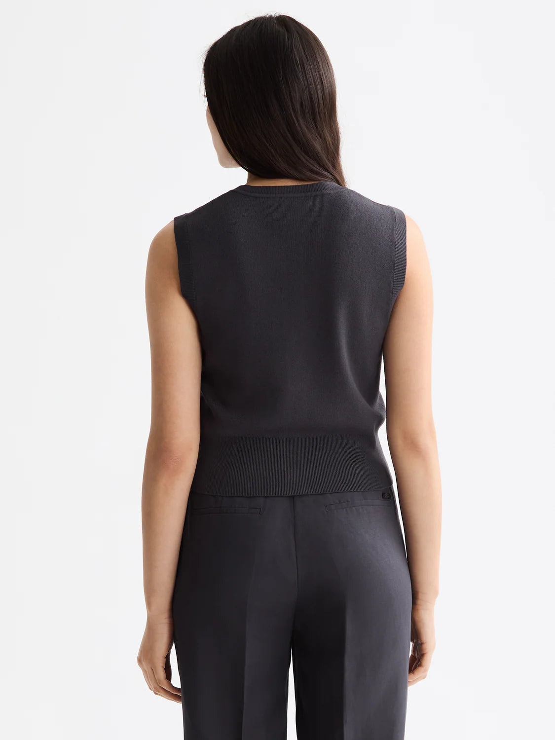 Knitted Spencer Vest - Charcoal