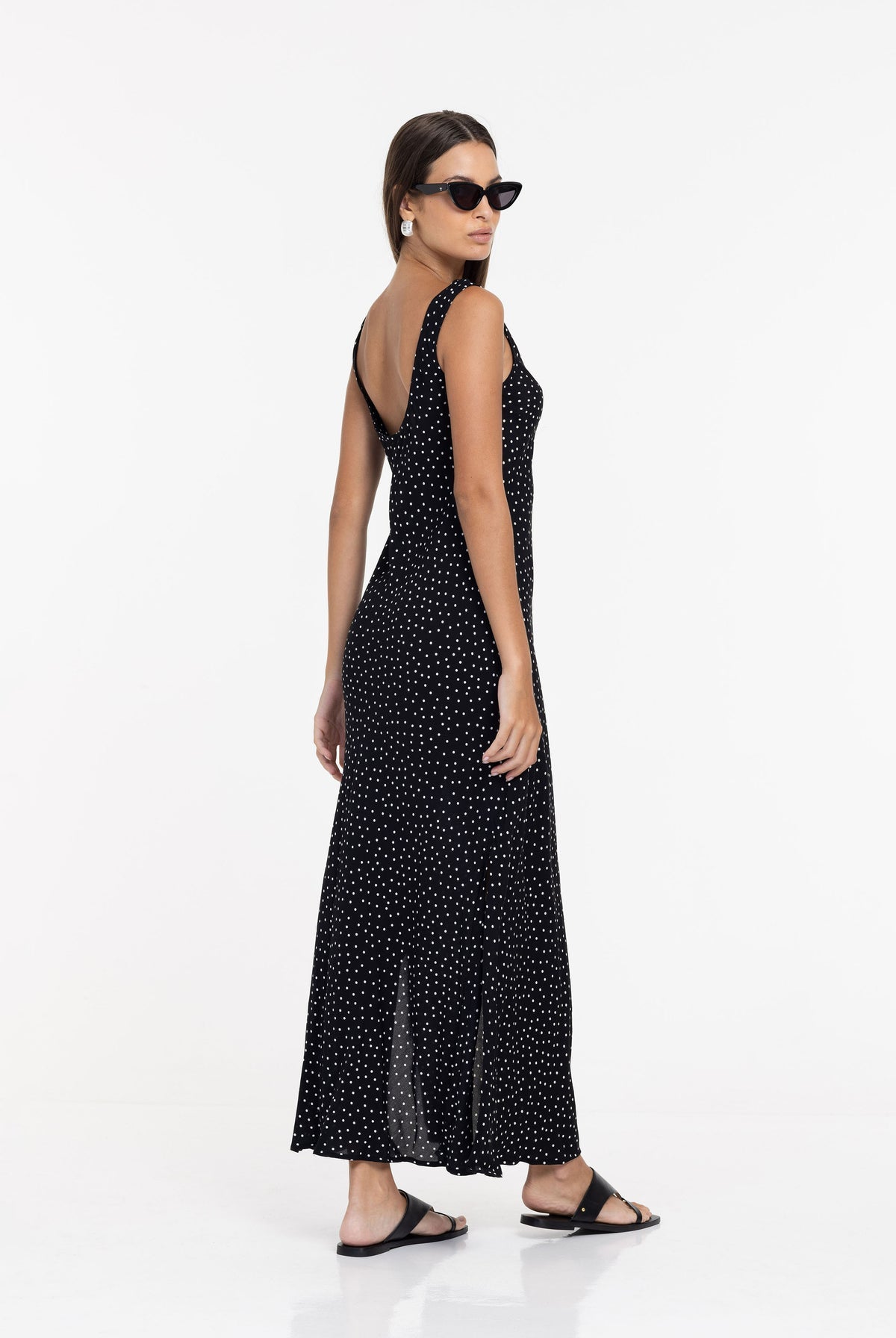 Alexandria Dress - Black w White Spot
