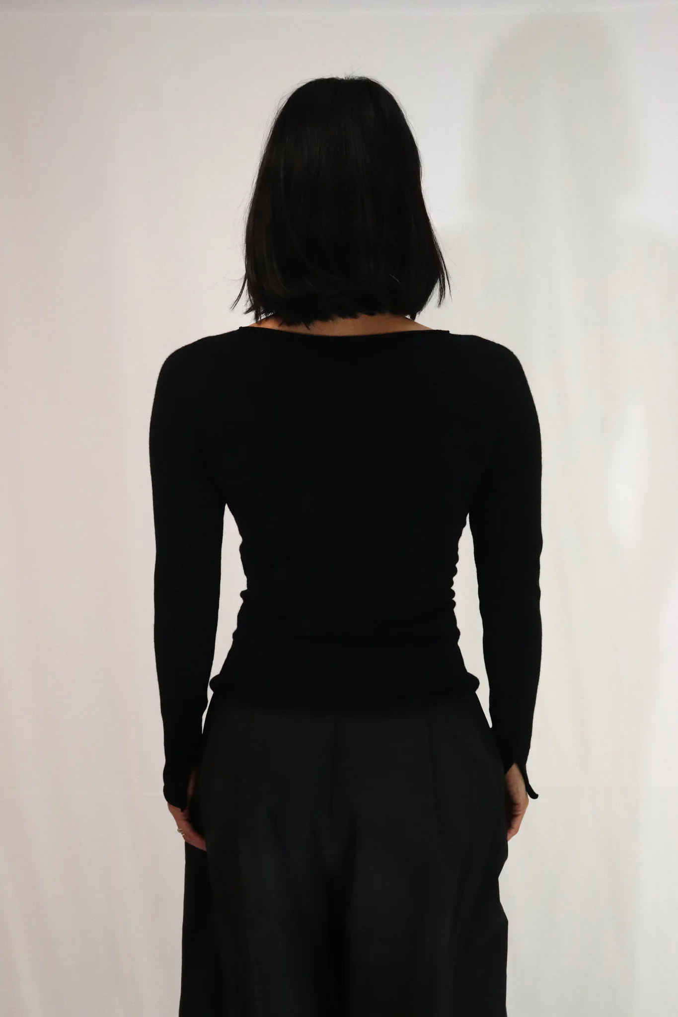Melanie Long Sleeve Merino Top - Black