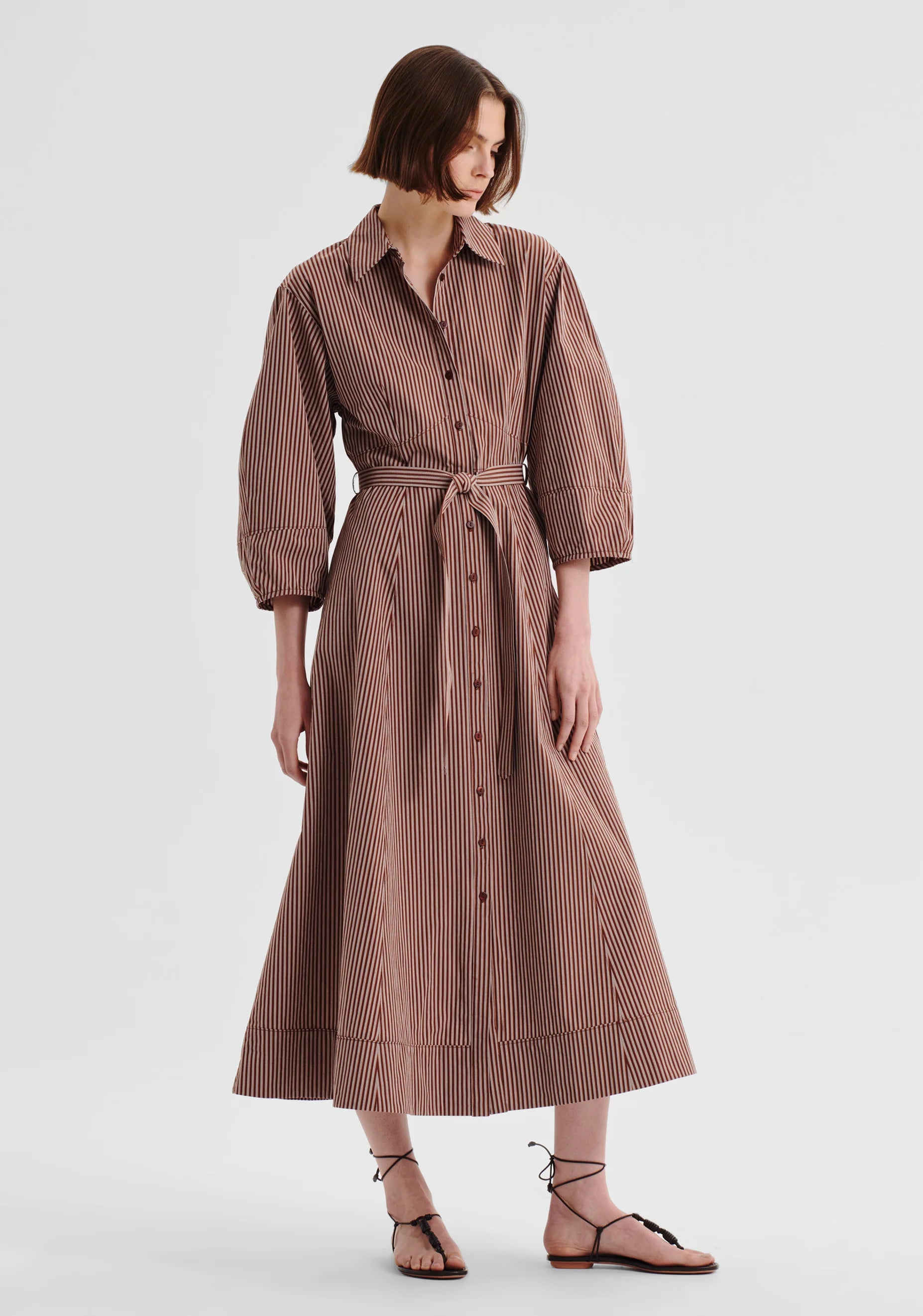 McKenna Stripe Dress - Chocolate