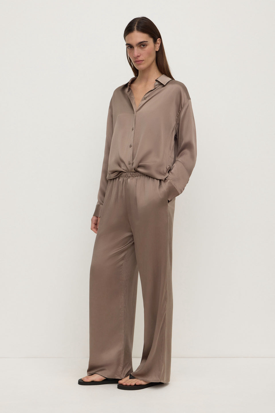 Assembly Label Pippa Silk Shirt - Dark Sand