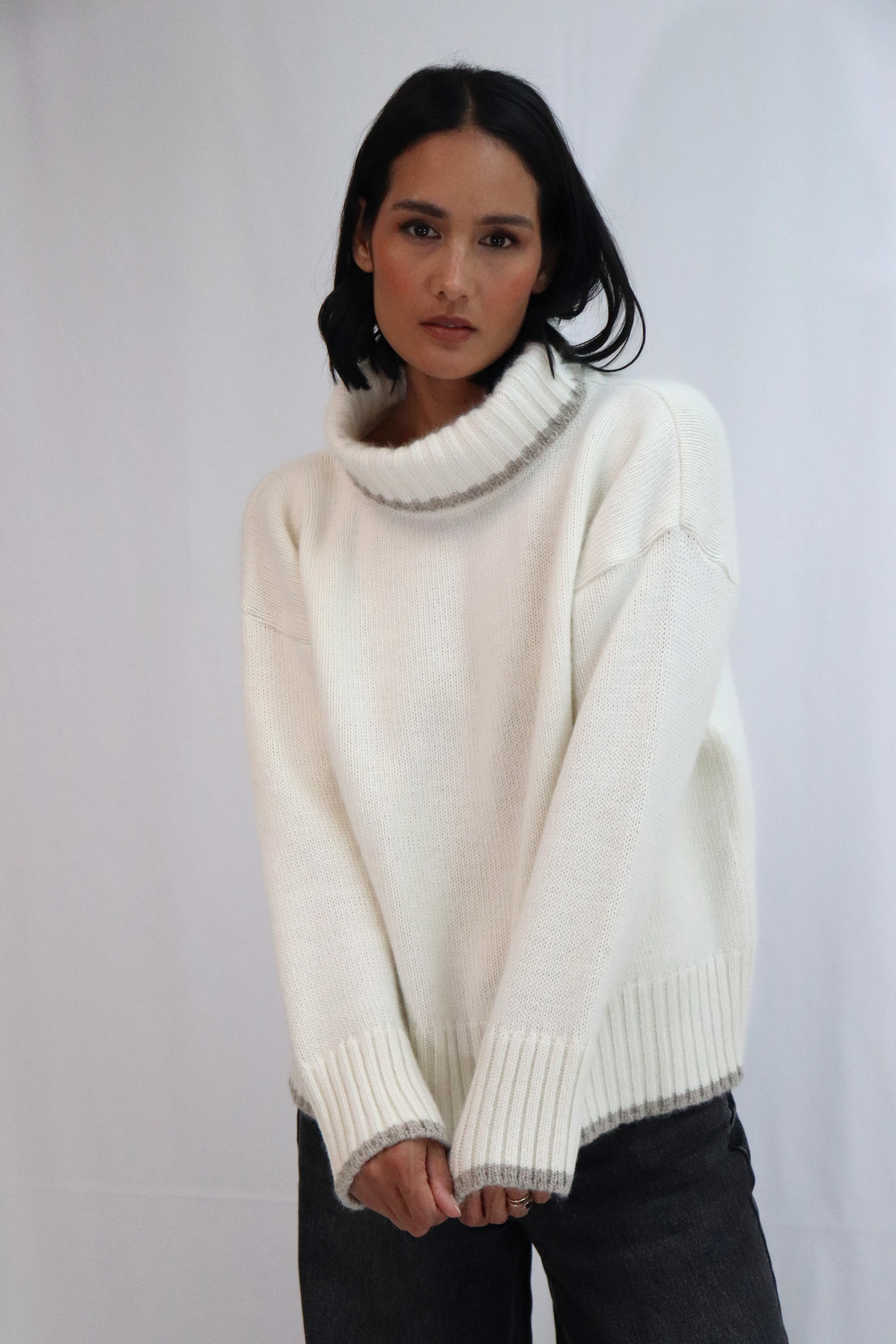 Tatano Dipped Henri Roll Neck - Natural/Wheat