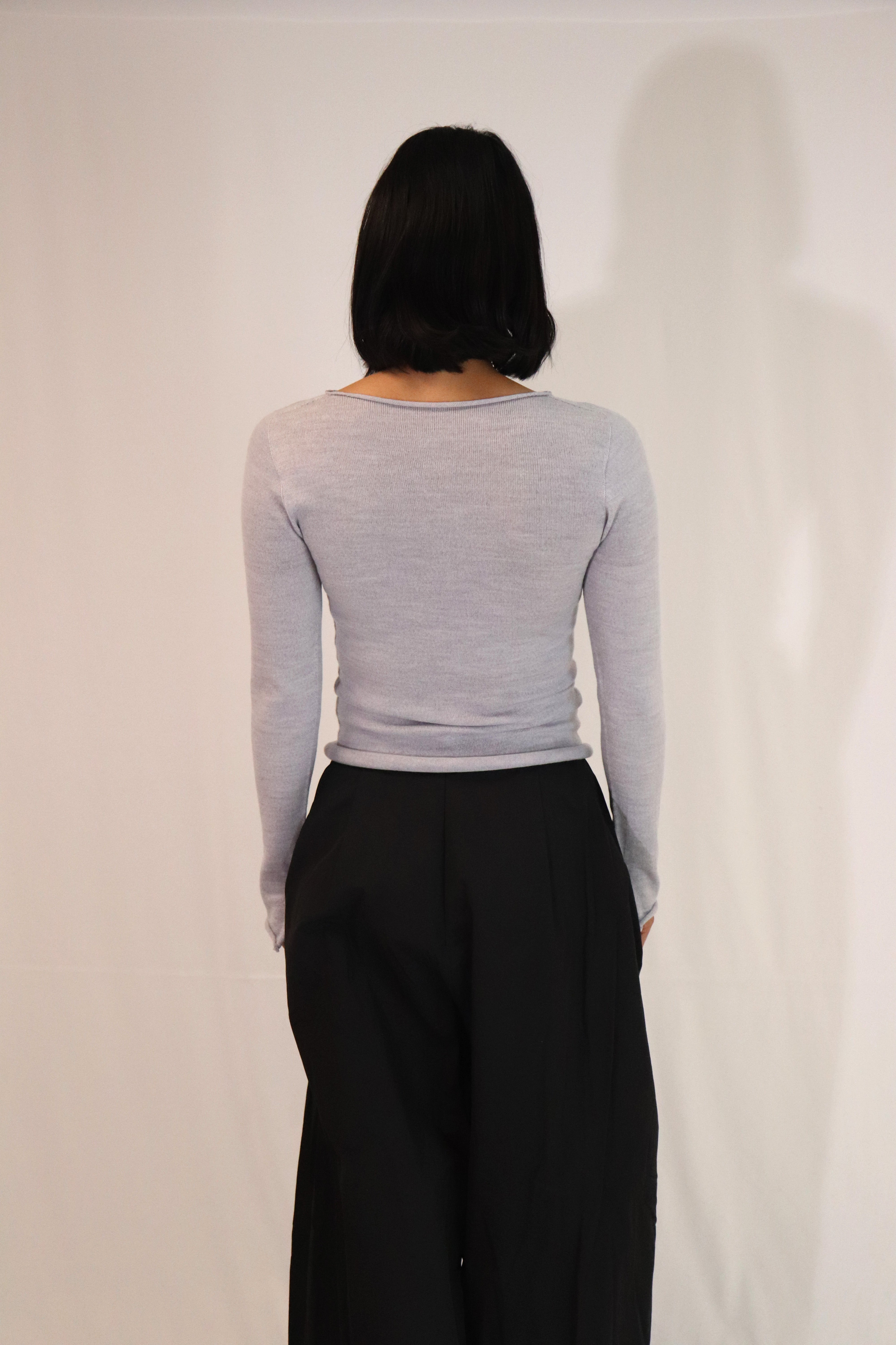 Melanie Long Sleeve Merino Top - Smoke